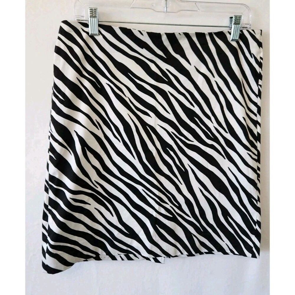 Anne Klein Zebra Print Skirt Black/White Women's Size 6 Some Stretch